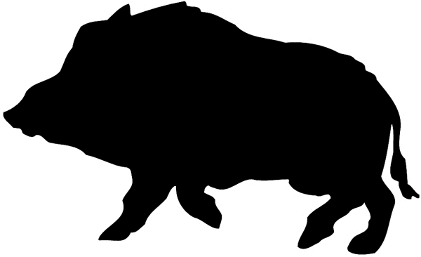 Wild boar in silhouette vinyl sticker. Customize on line. Hunting 054-0154